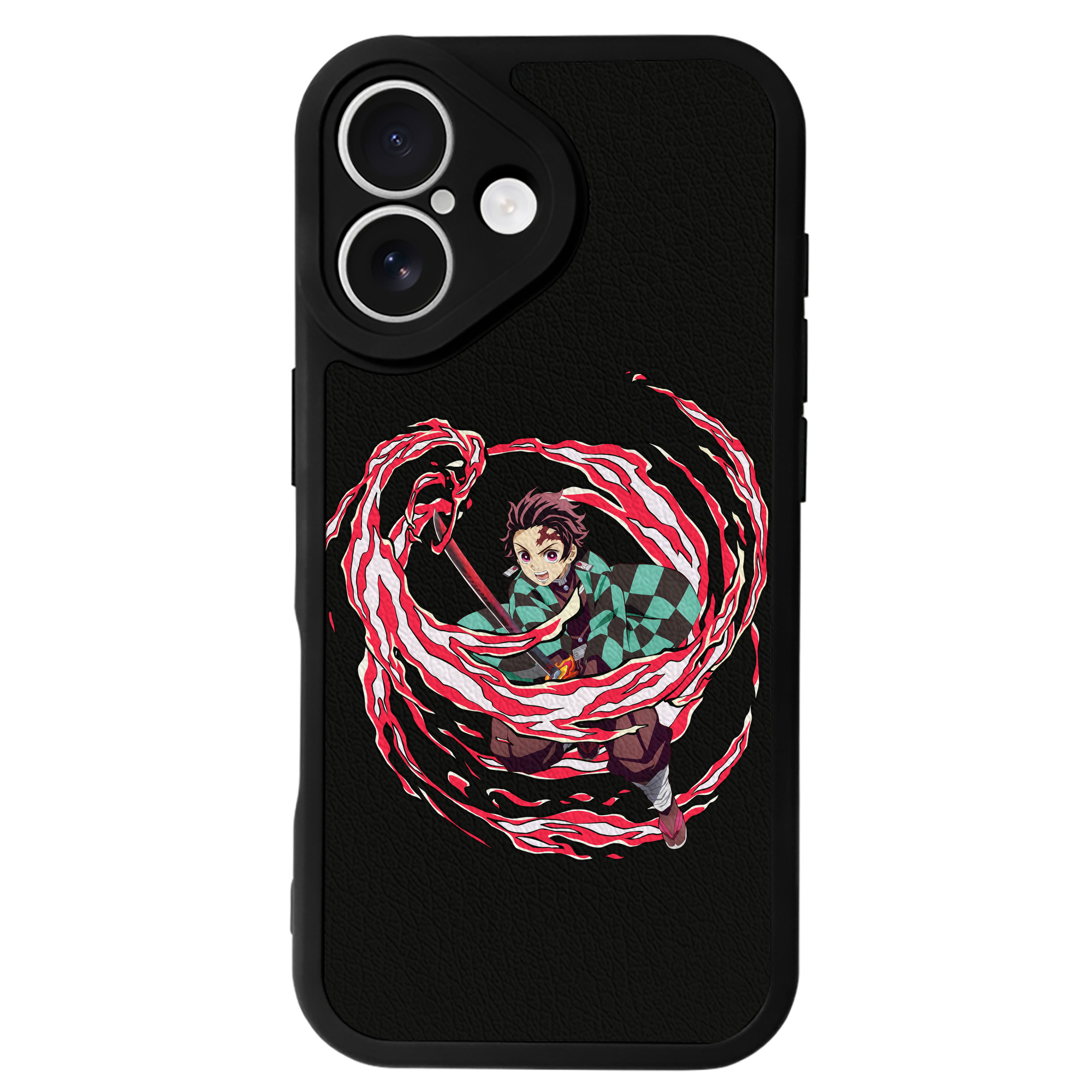（画像用） 鬼滅の刃 竈門 炭治郎／かまど たんじろう Kamado Tanjirou 【iPhone 16シリーズ対応】シリコンスマホケース（レザー調） 材質：シリコン